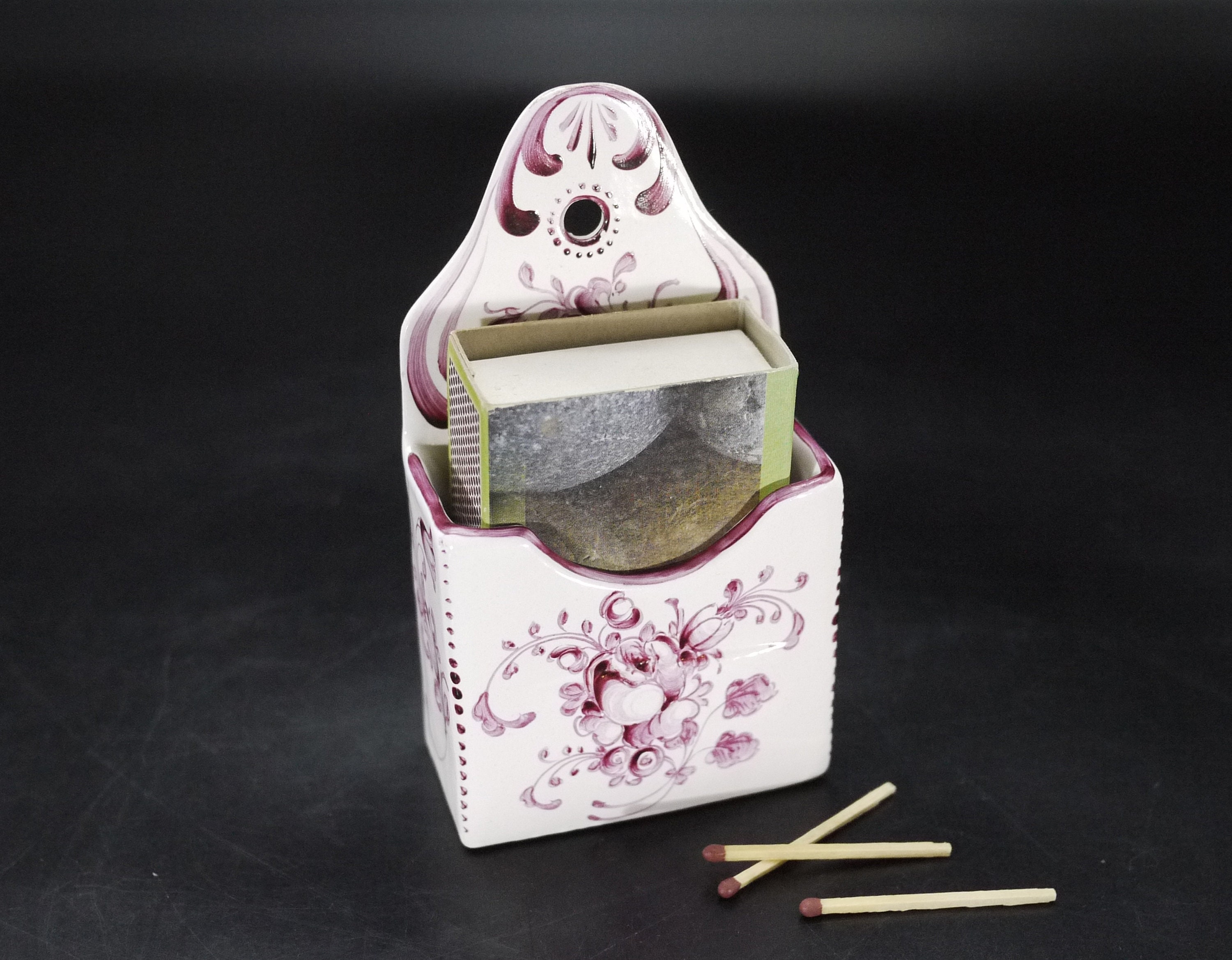 French Vintage Ceramic Match Box Holder