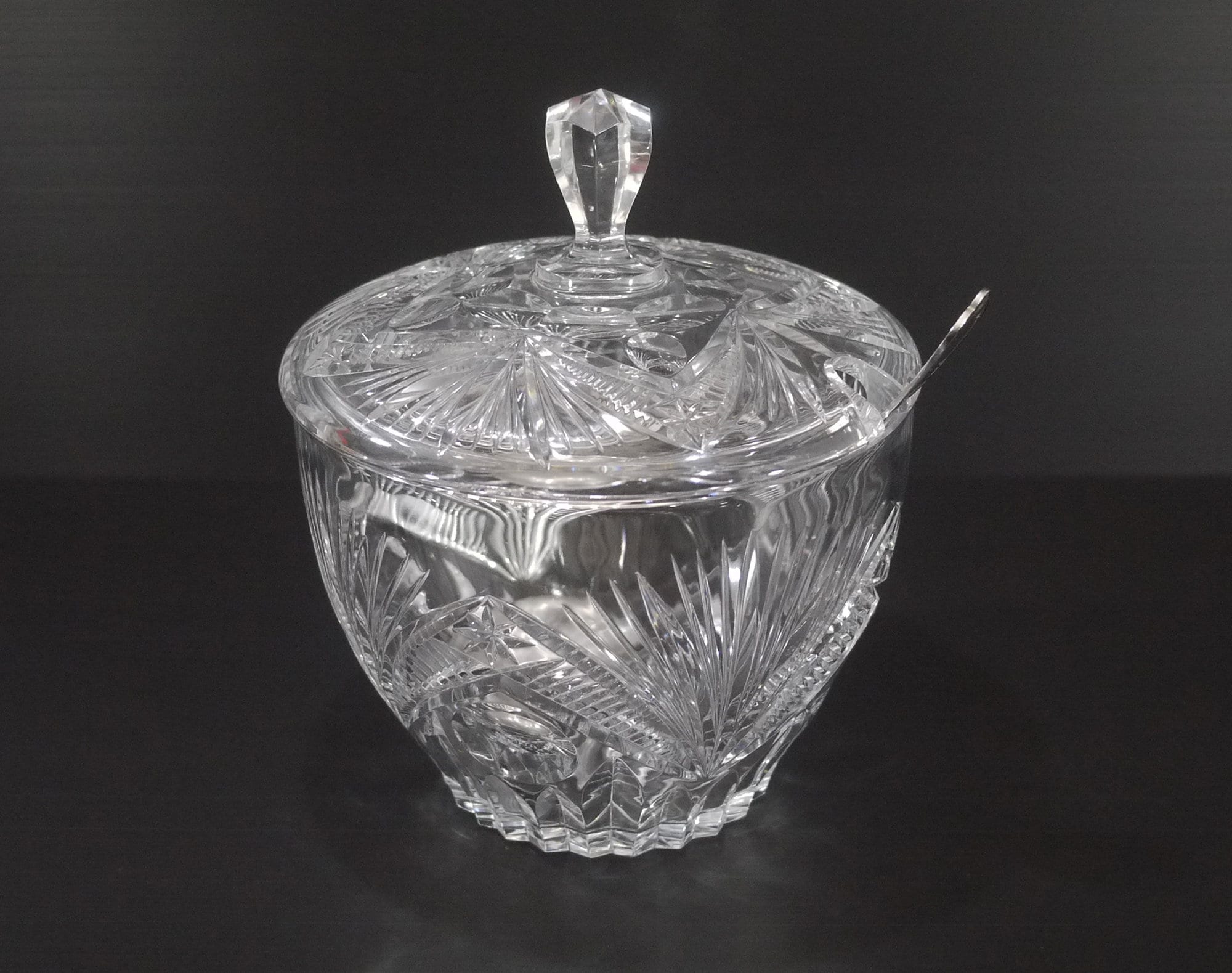 French Cut Crystal Punch Bowl with Lid Vintage Party Table Decor