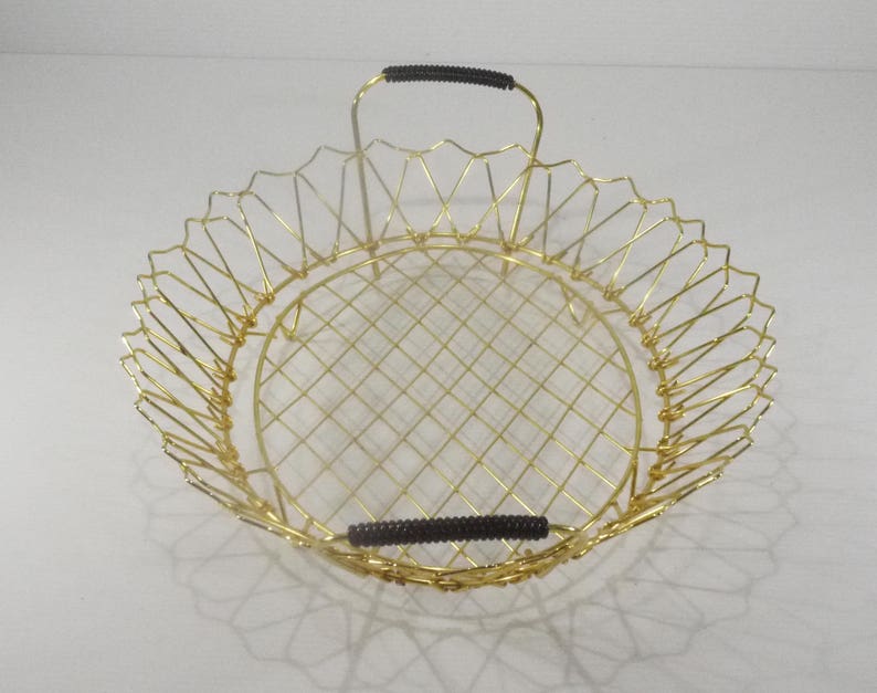 French Gold Wire Basket With Handles Etsy