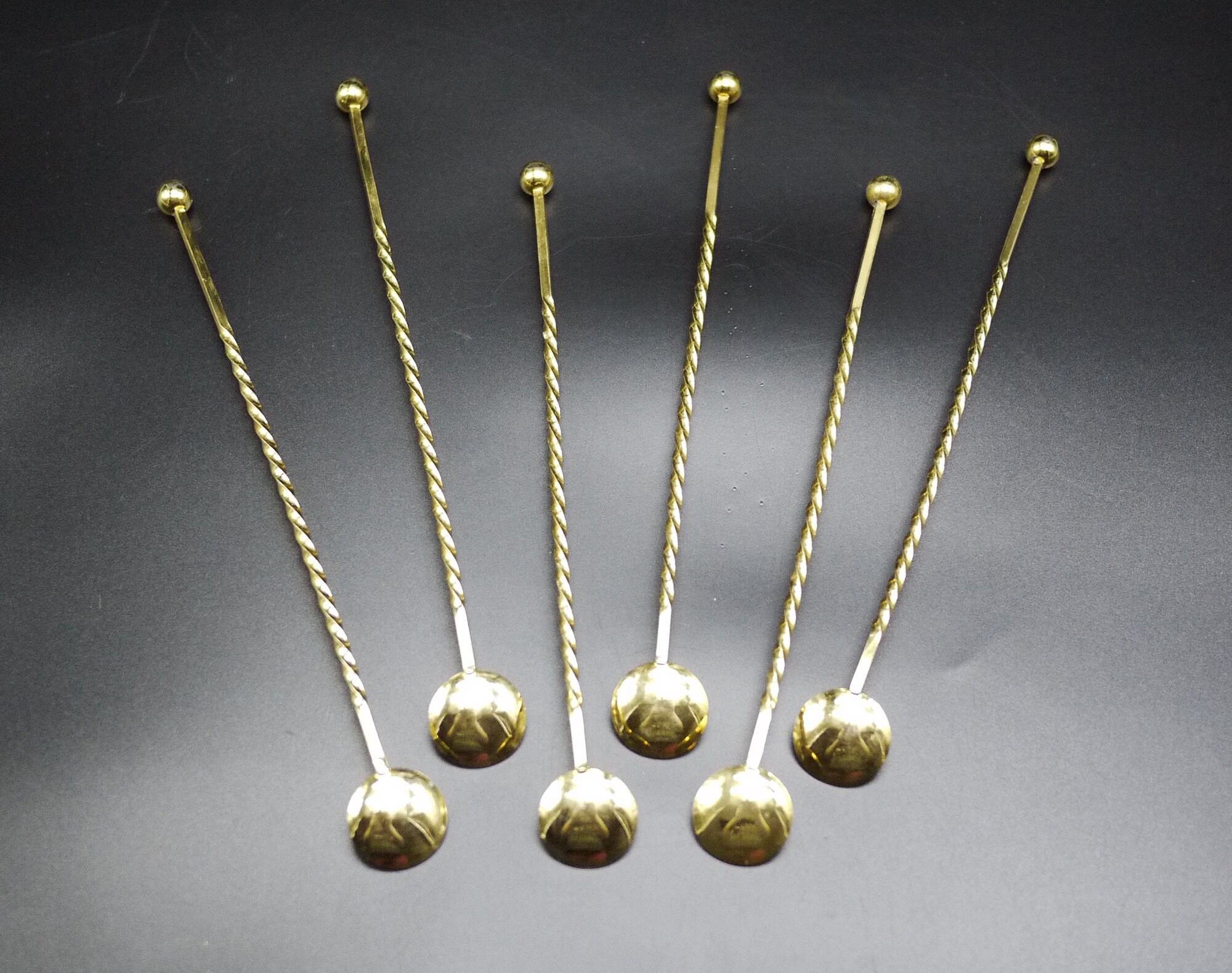 French Gold Cocktail Stirrer Spoons set of 6