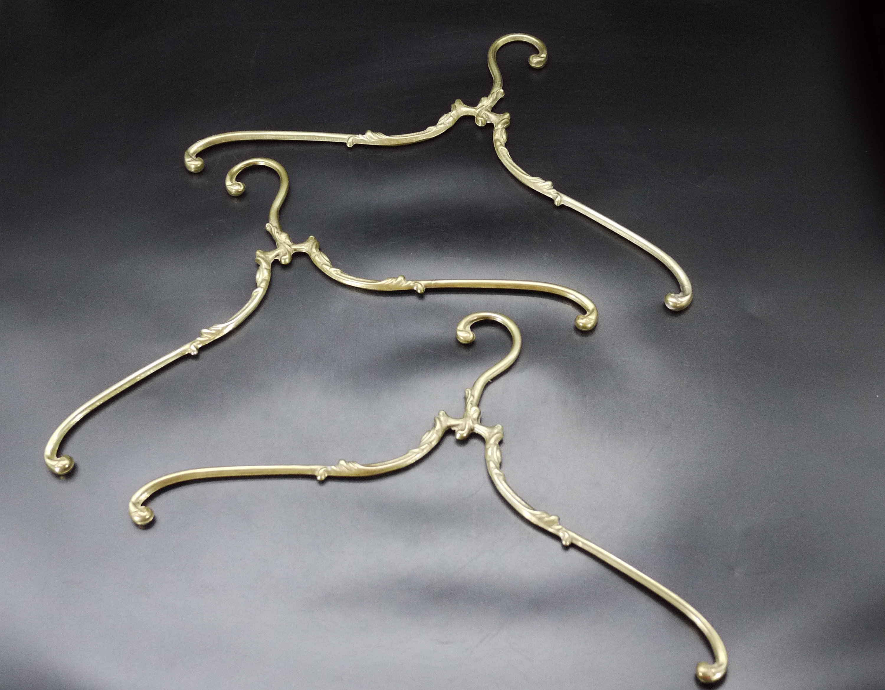 Antique French Brass Coat Hanger Set of 3