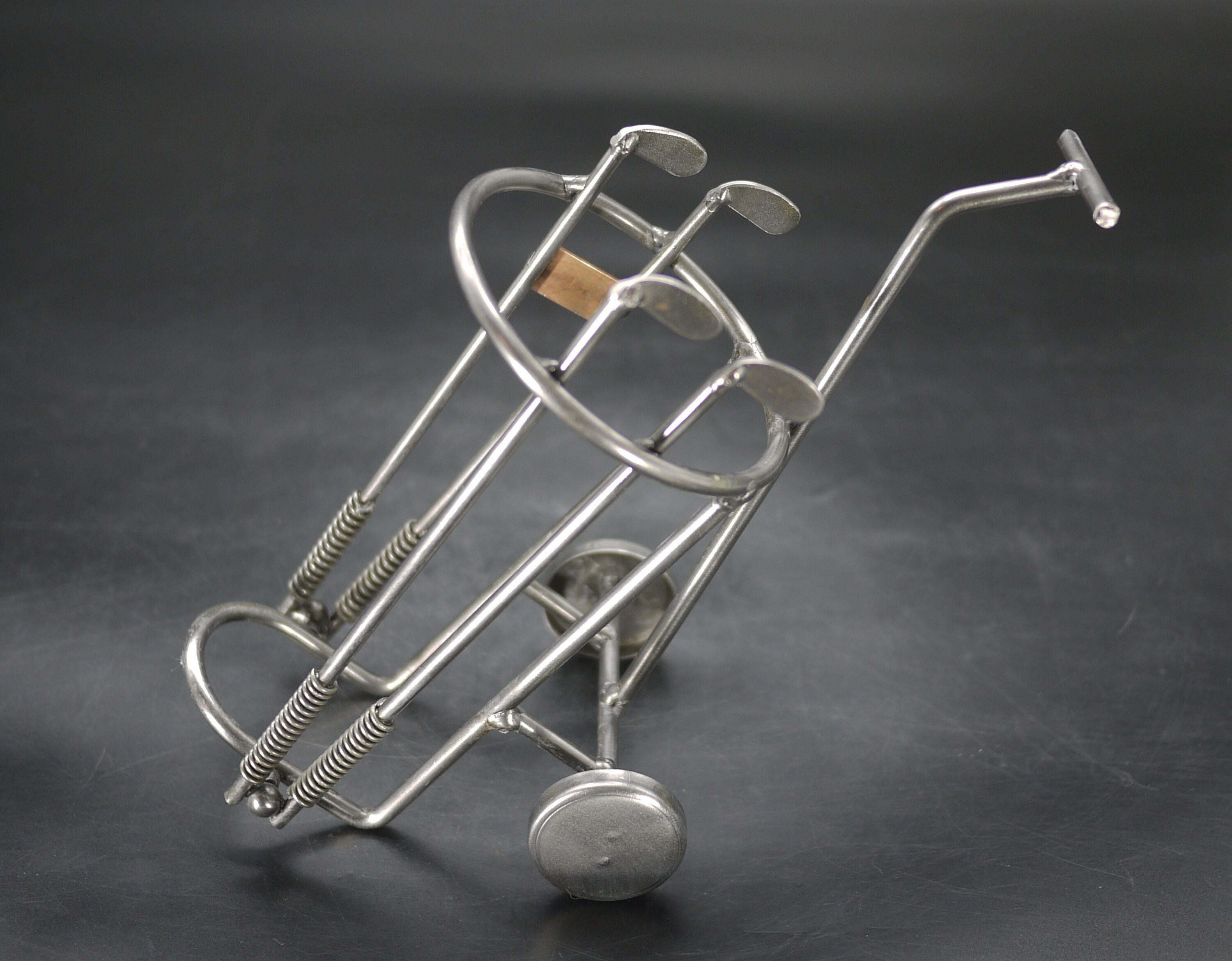 Vintage Golf Bag Wine Bottle Holder Sculpture