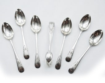 Victorian Silver Plated Teaspoons and Tongs Davis & Sons