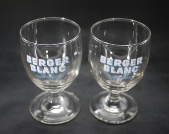 French Berger Pastis Glasses Vintage set of 2 Bistro Balloon Glassware