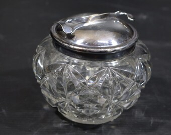 Antique Glass Sugar Bowl with Sprung Tongs Pascall’s Patent