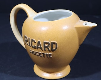 Vintage Ricard Anisette Ceramic Pitcher, Stoneware Water Jug Provence Kitchen
