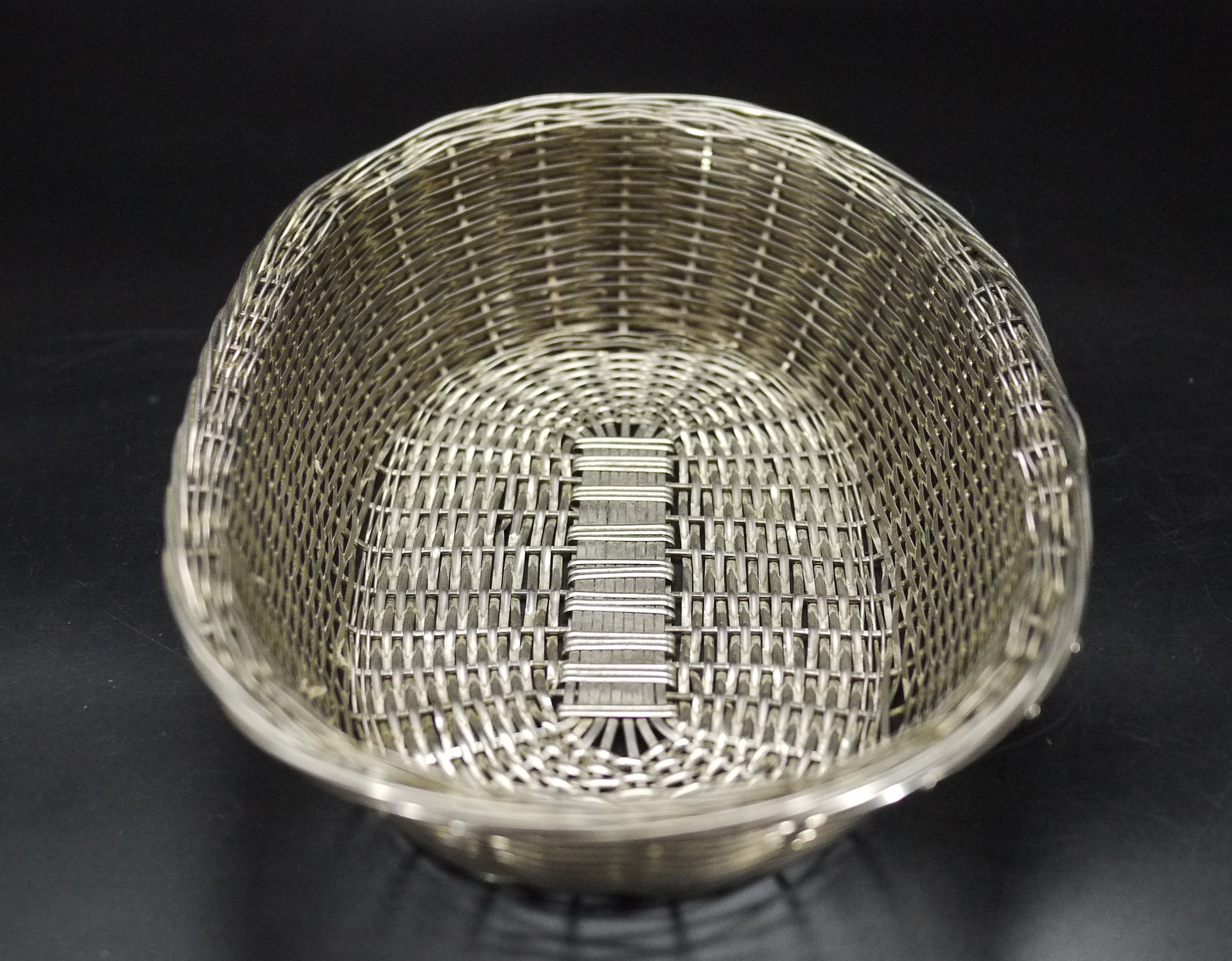 French Silver Woven Wire Bread Baskets