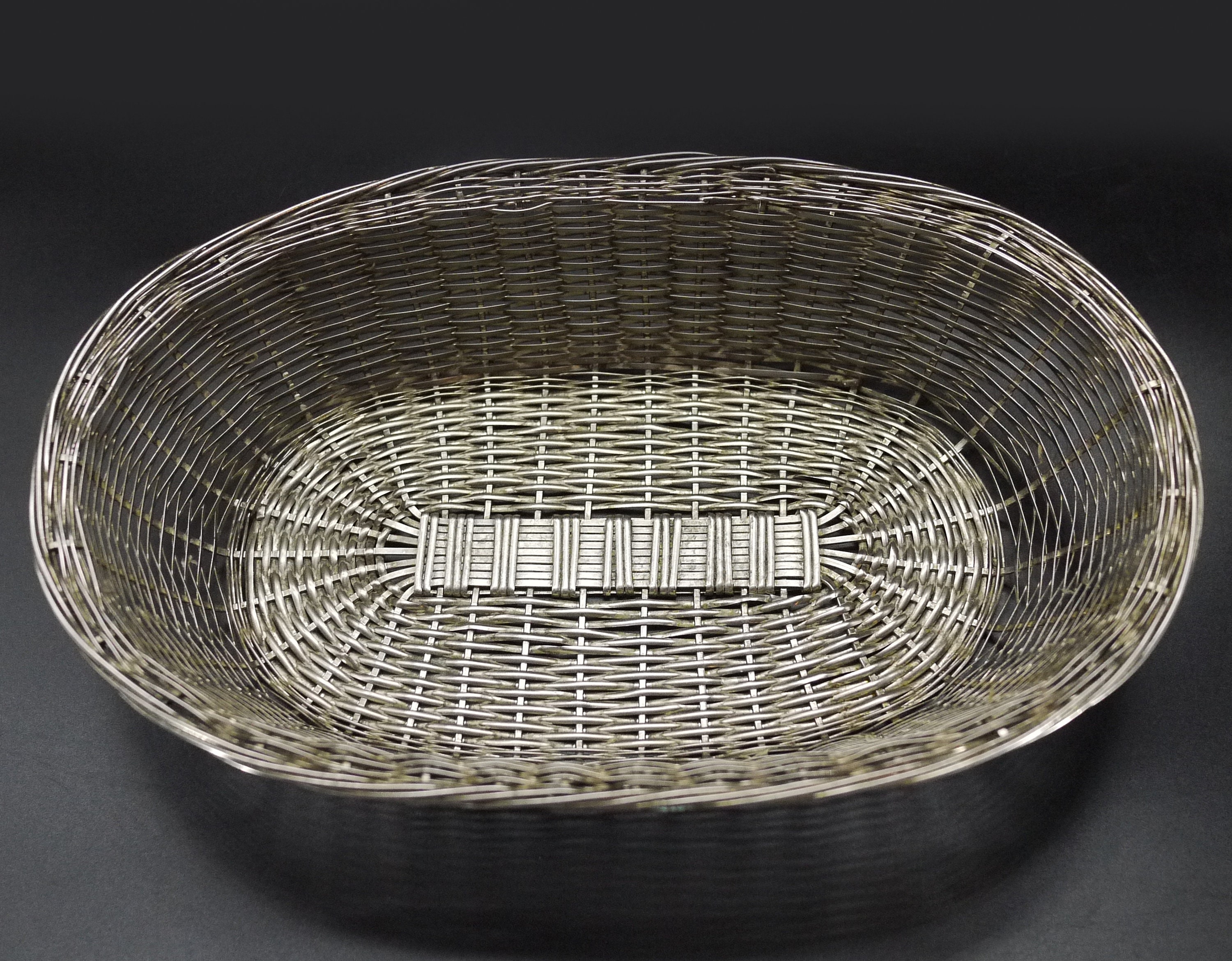 French Silver Woven Wire Bread Baskets