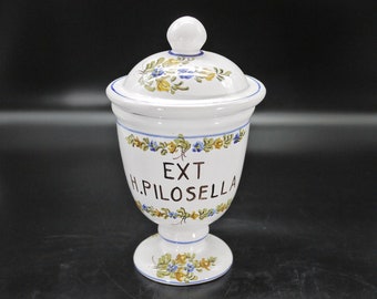 French Vintage Large Jar Ceramic Apothecary Pharmacy Storage Pot Medical Curiosity