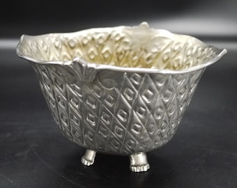 Vintage Silver Plated Ice Bucket French Repoussé Fruit Bowl Decorative Centerpiece