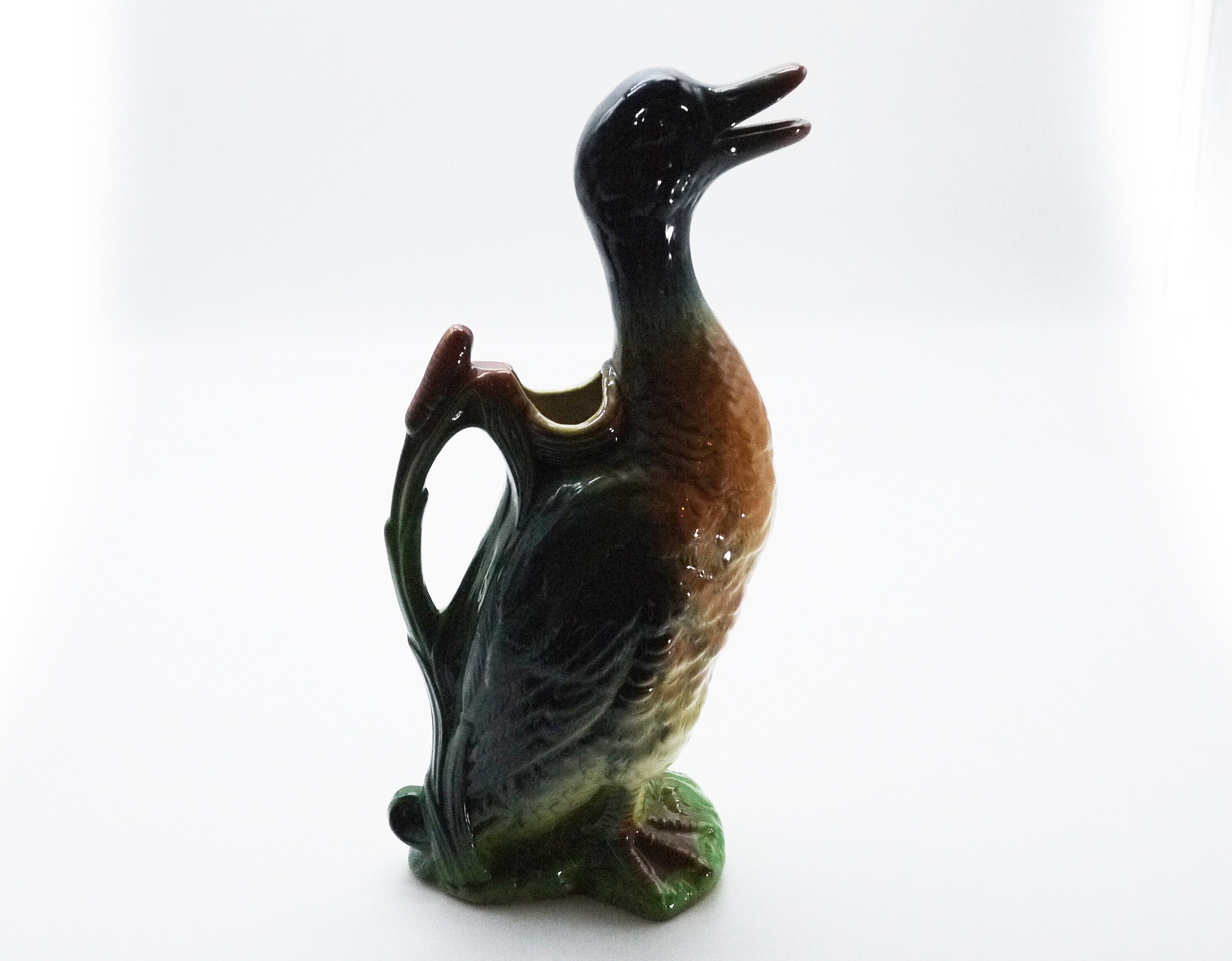 Vintage Saint Clement Majolica Duck Pitcher