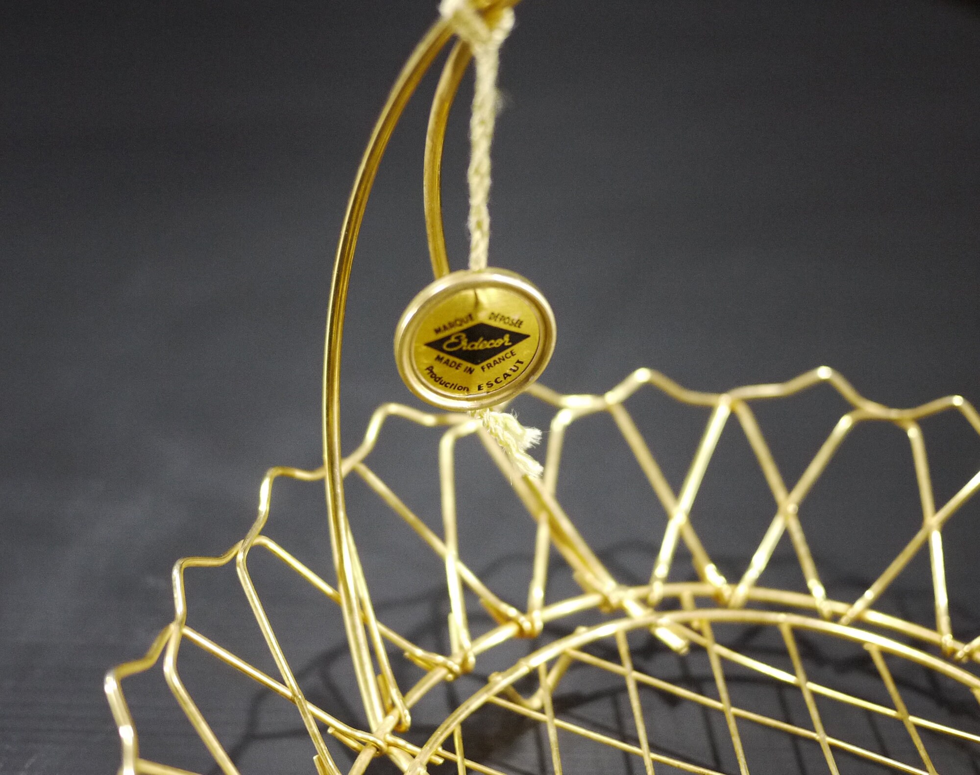 French Wire Gold Basket with Handle