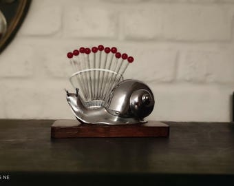 French Art Deco Cocktail Sticks in a Snail Holder