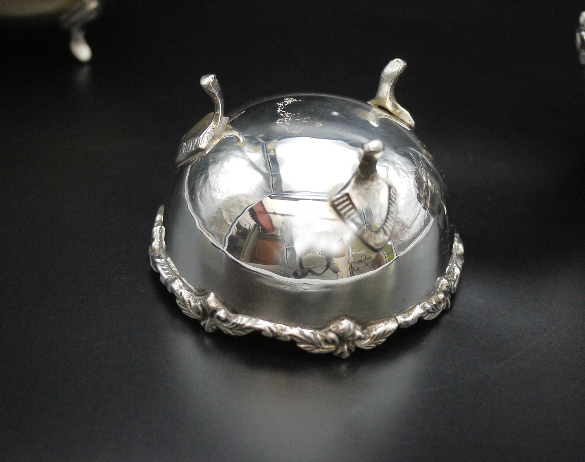 French Silver Nut Bowls Set of 4, Antique Ornate Silver Footed Candy Dishes