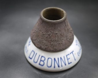 Antique French Pyrogene Advertising Porcelain Match Holder Striker Dubonnet, Bistro Decor