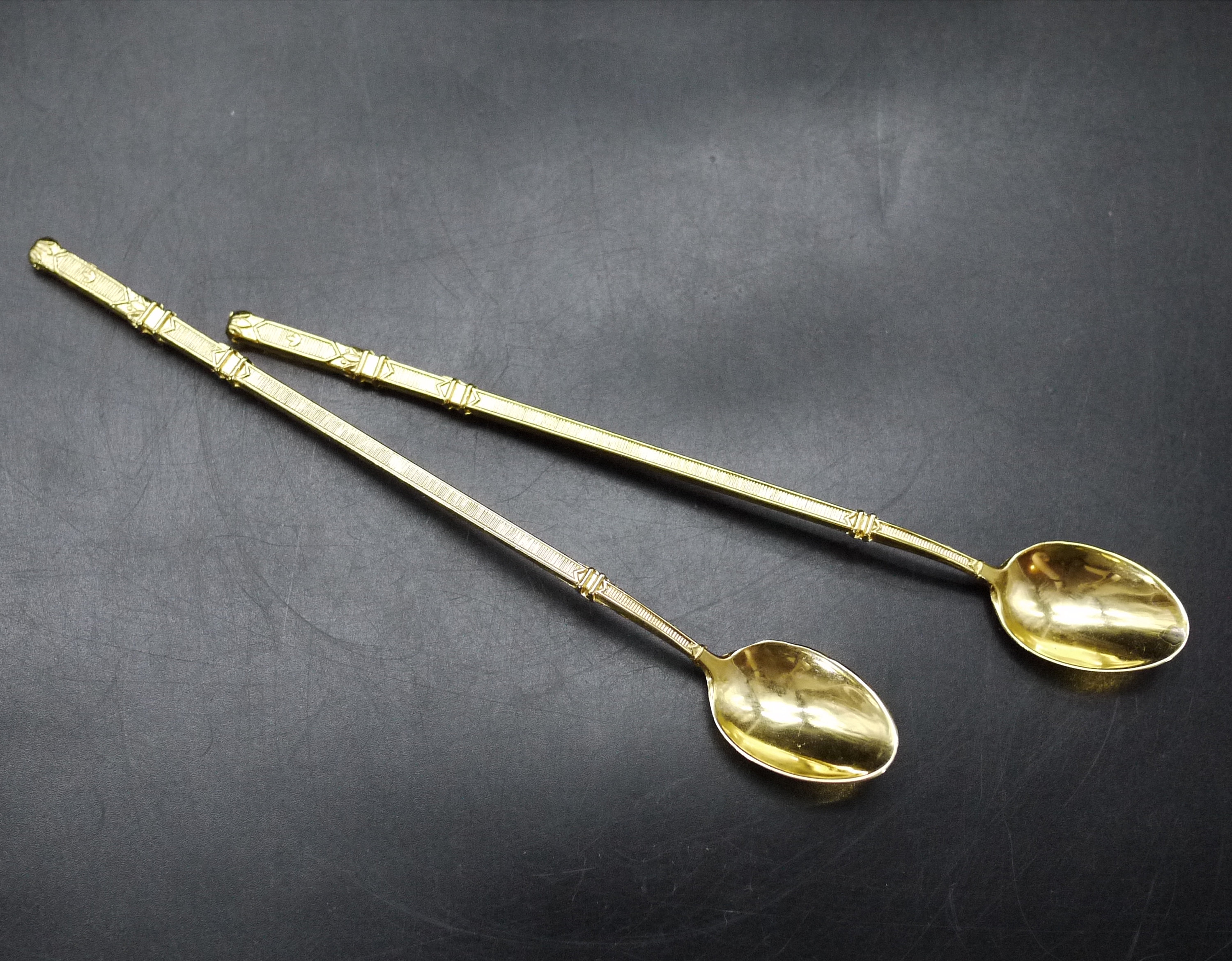 French Bar Spoon Gold Plated, S/5