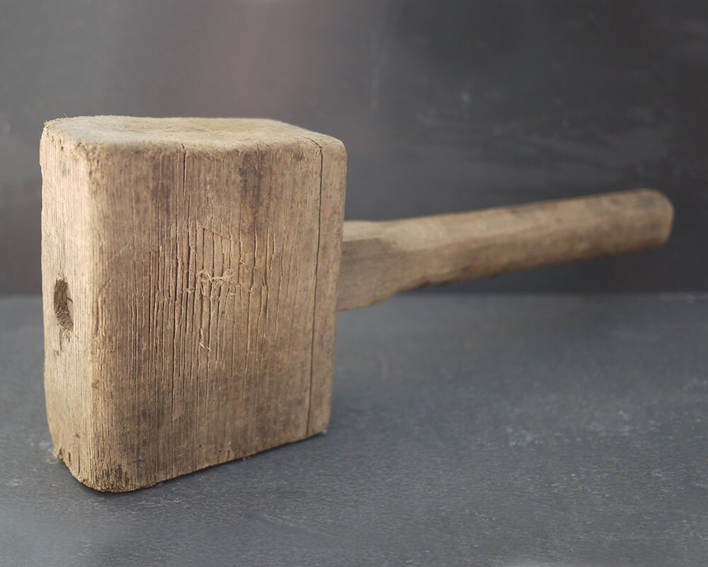 Antique French Wood Mallet Primitive French Wooden 