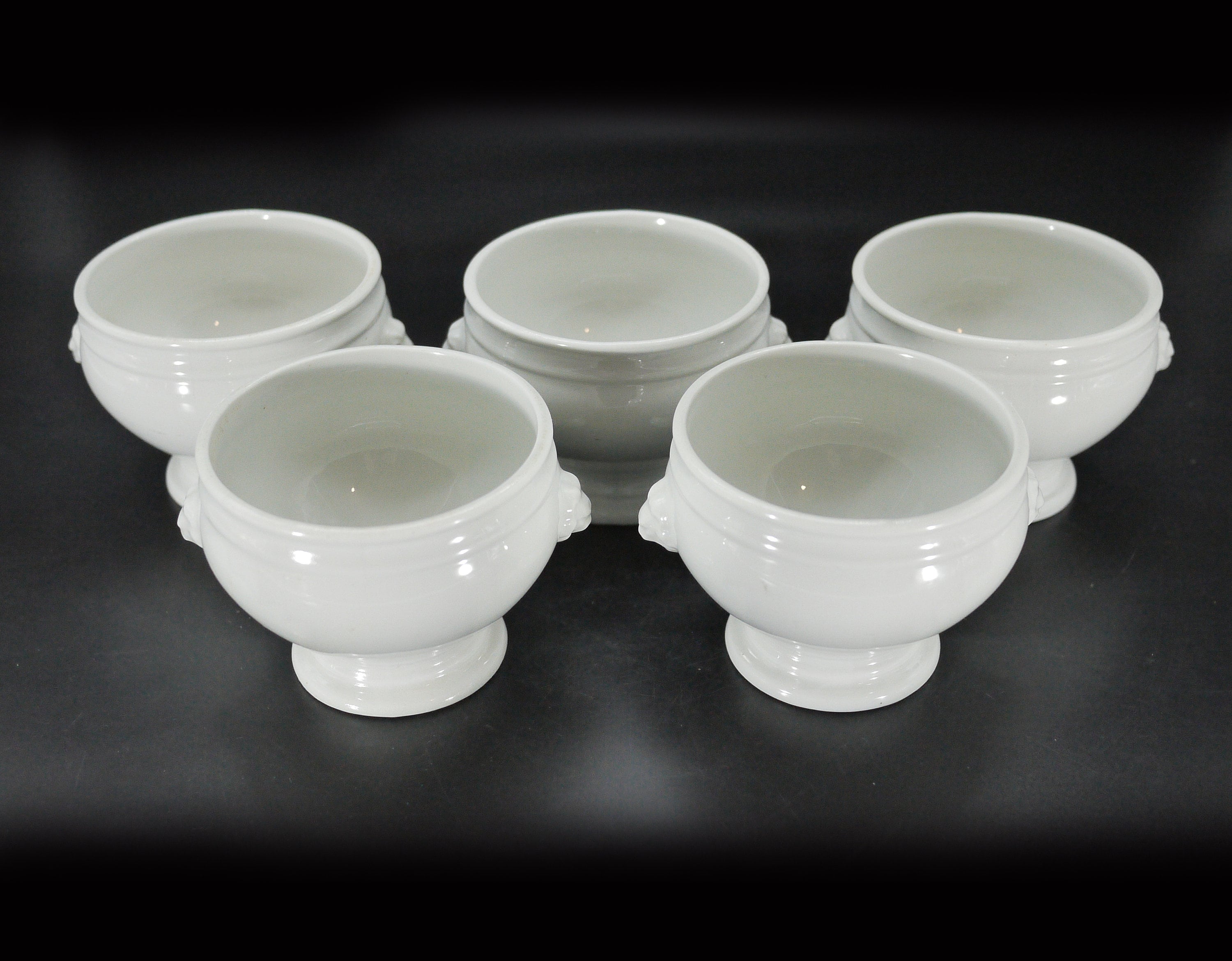 French Onion Soup Bowls set with Lion's Head by Sarreguemines, 4pcs
