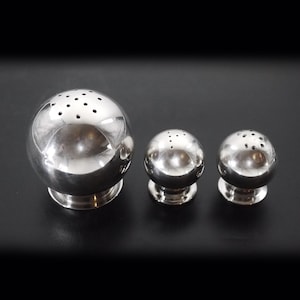 Luc Lanel Salt Pepper and Sugar Shakers For Ercuis Silver Plated Post Modern Minimalist Design