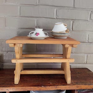 French Vintage Foot Stool Small Wooden Display Stand, Slat Foot Stool Step Stool