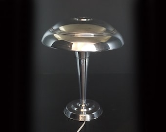 French Art Deco Chrome Mushroom Lamp