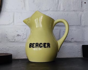 Collectible BERGER Pastis Jug in Yellow Ceramic by Orchies 1950s