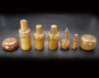 Antique French Apothecary Medicine Bottle Holder Set,