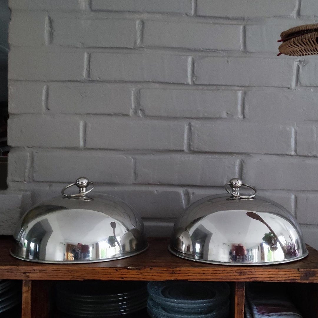 Paire De Cloches De Comptoir En Cuivre Argenté - Style Restaurant - 25cm