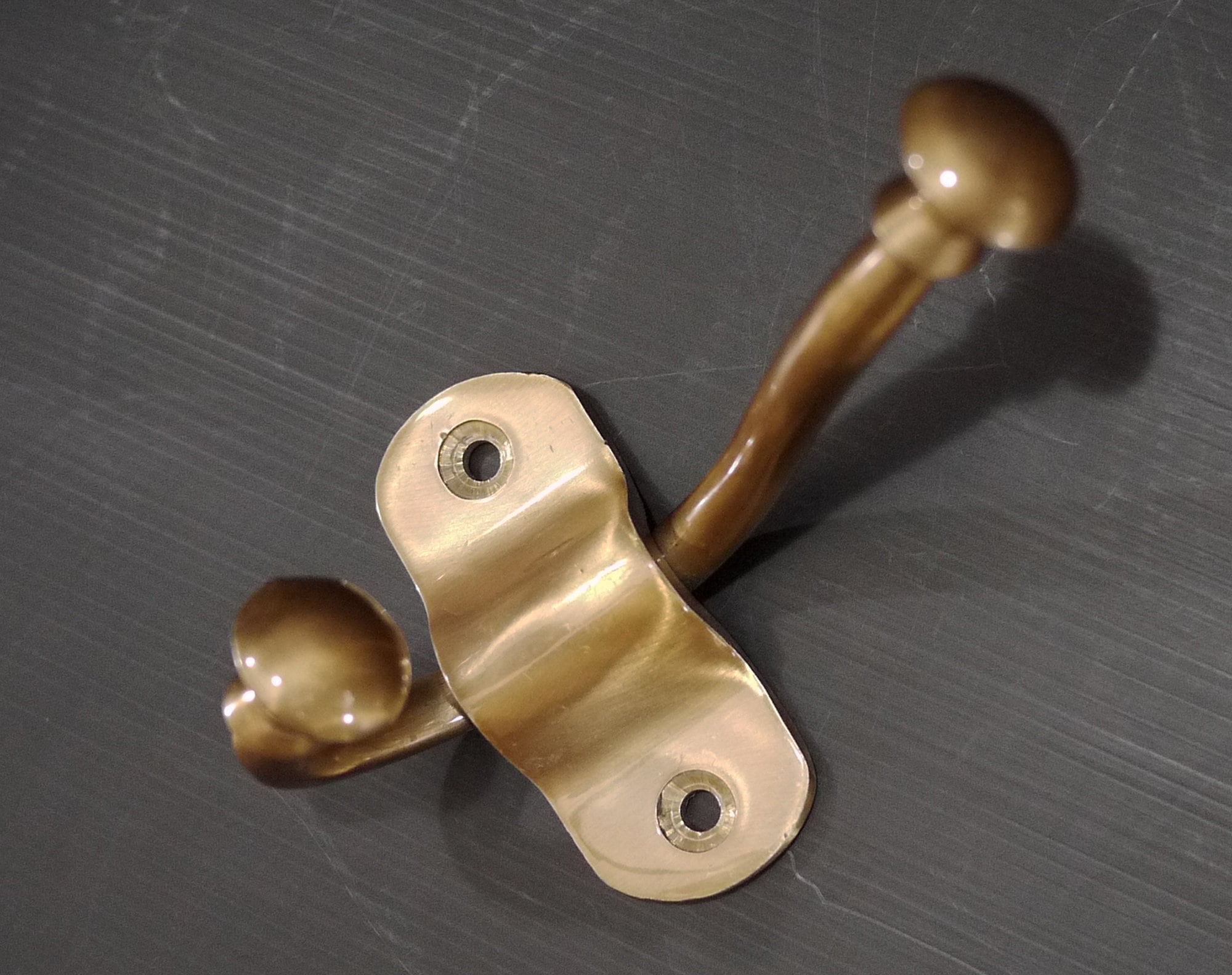 Vintage French Brushed Brass Wall Hooks Set of 4