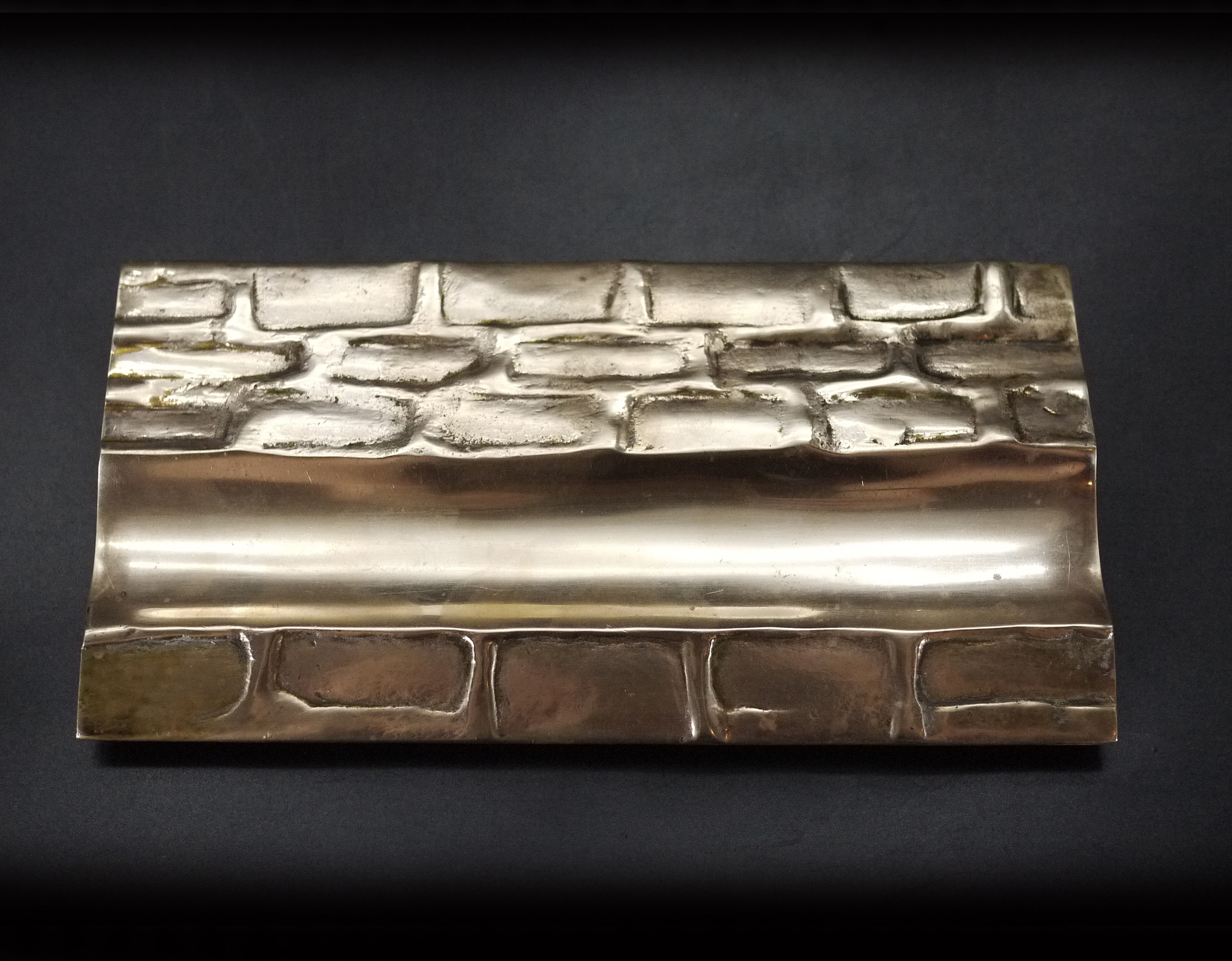 French Gilt Bronze Brutalist Pen Tray