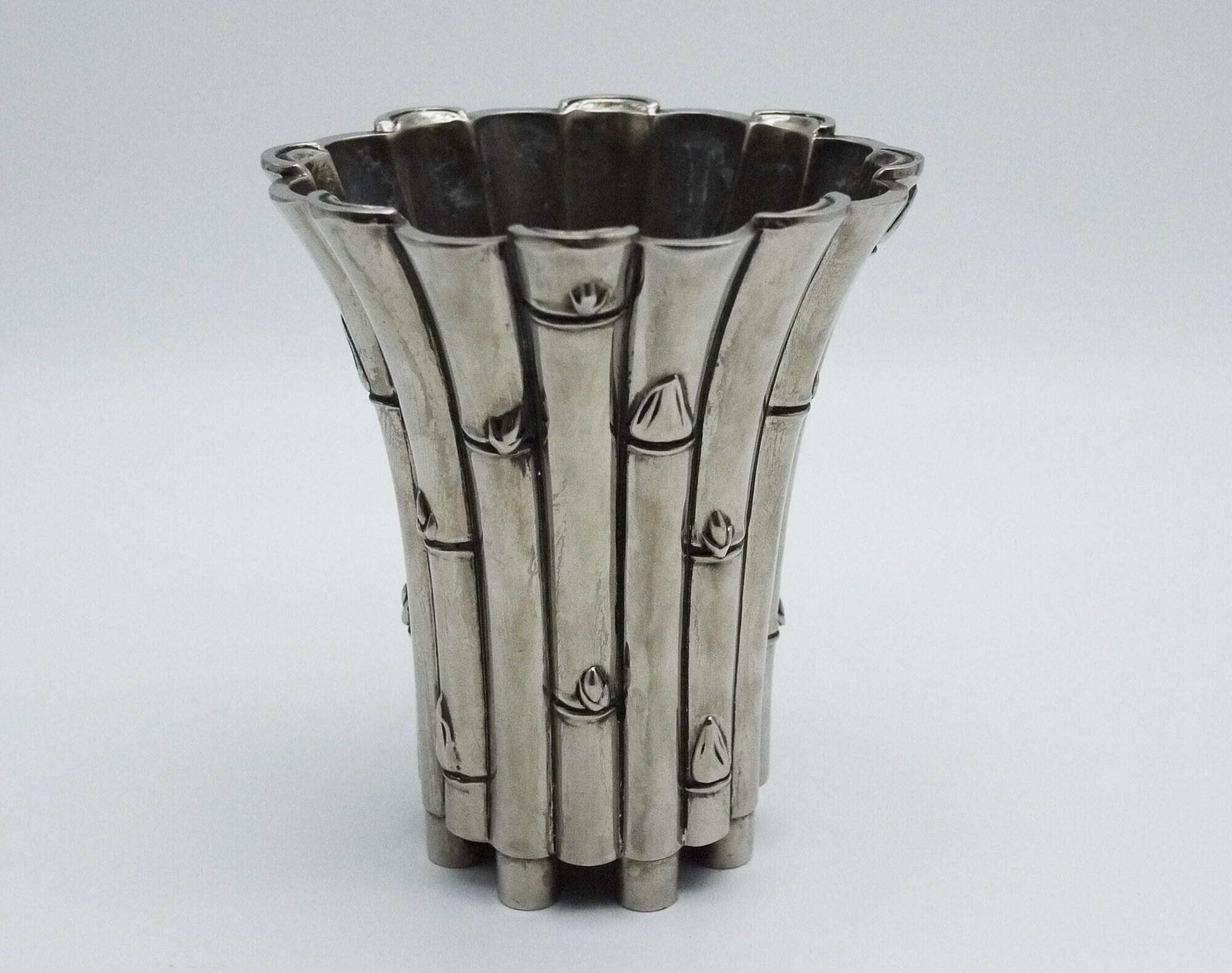 French Silver Vase Bamboo Pattern