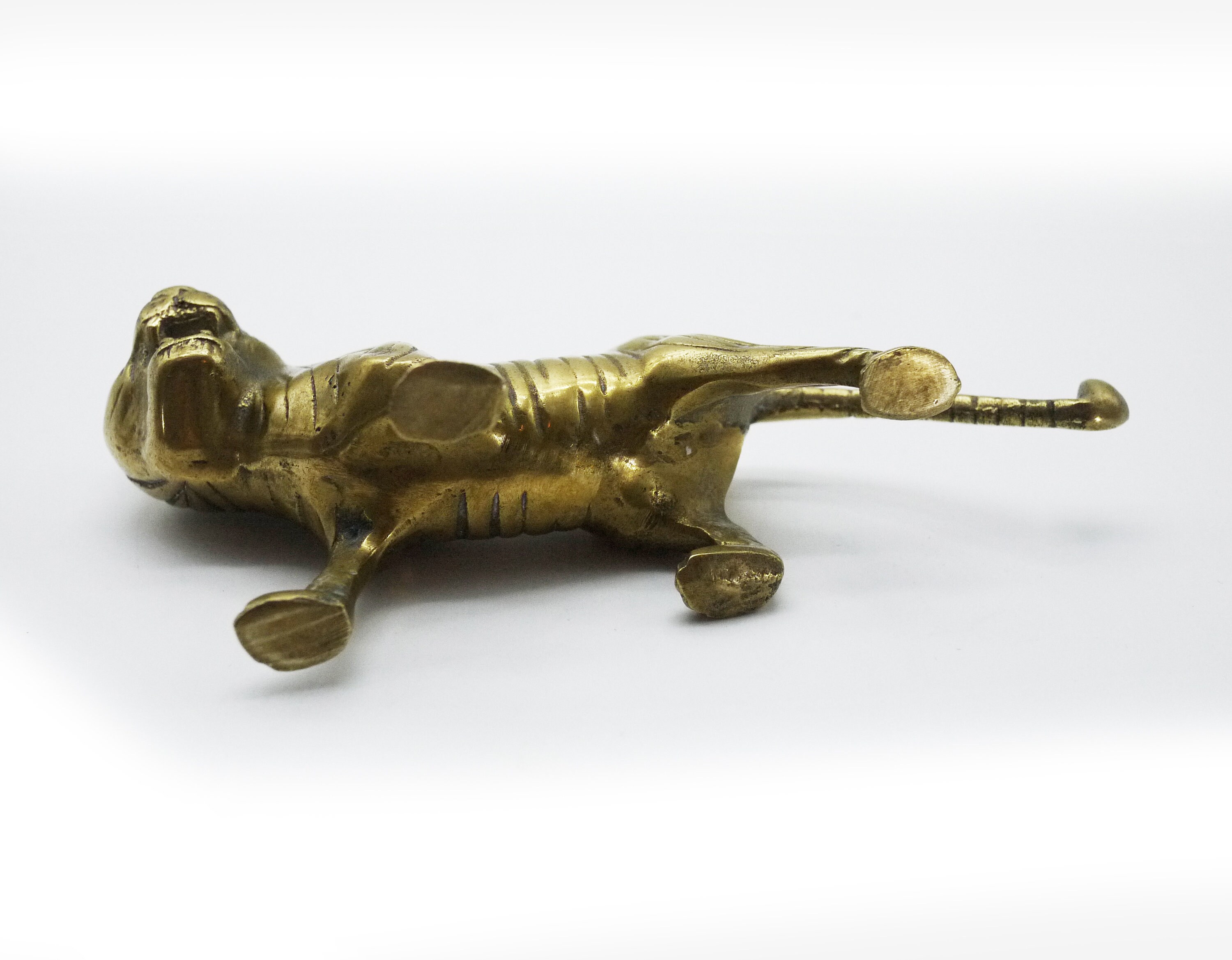 Solid Brass Tiger Figurine Sculpture, Paperweight