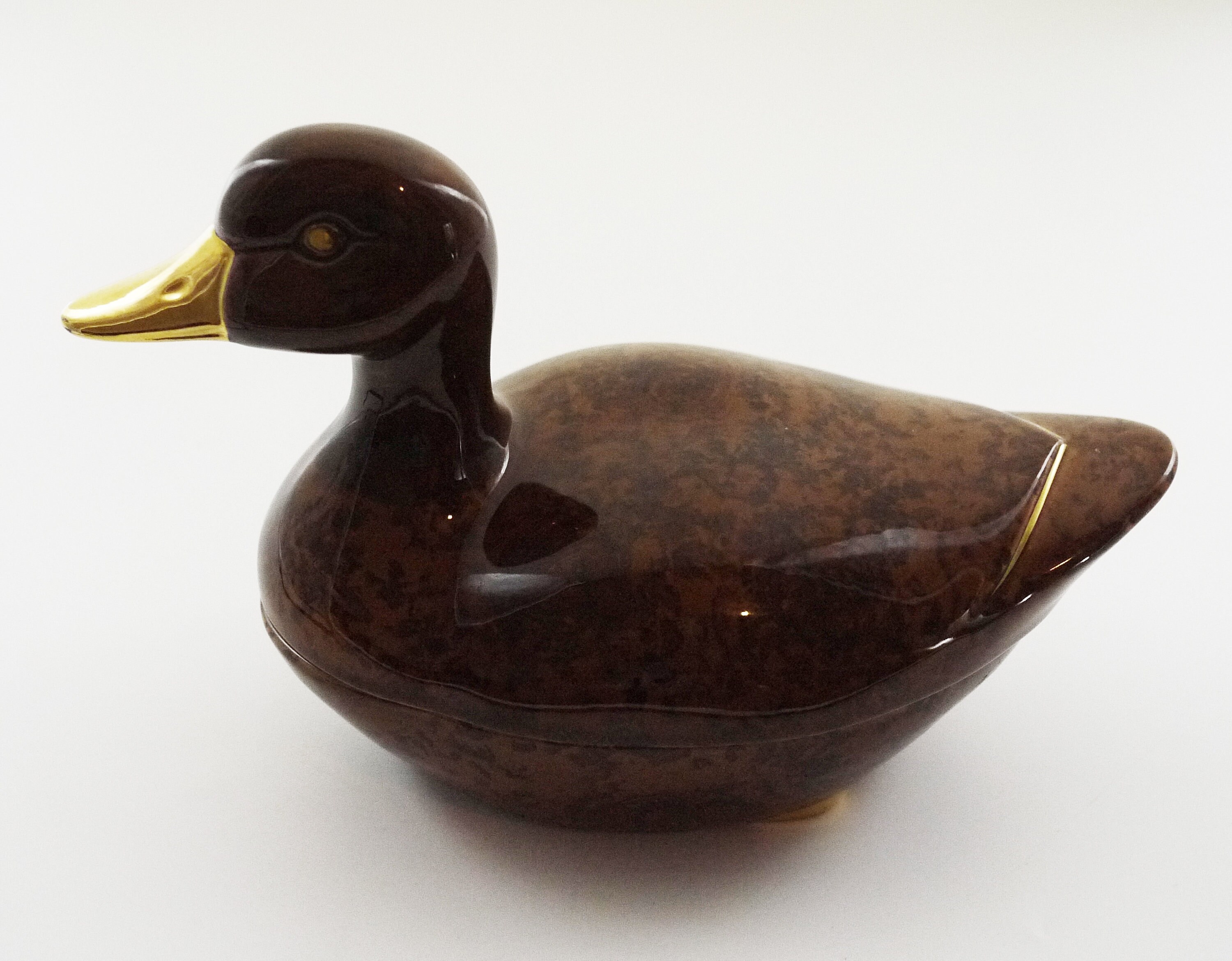 Brown and Gold Duck Tureen by Michel Caugant