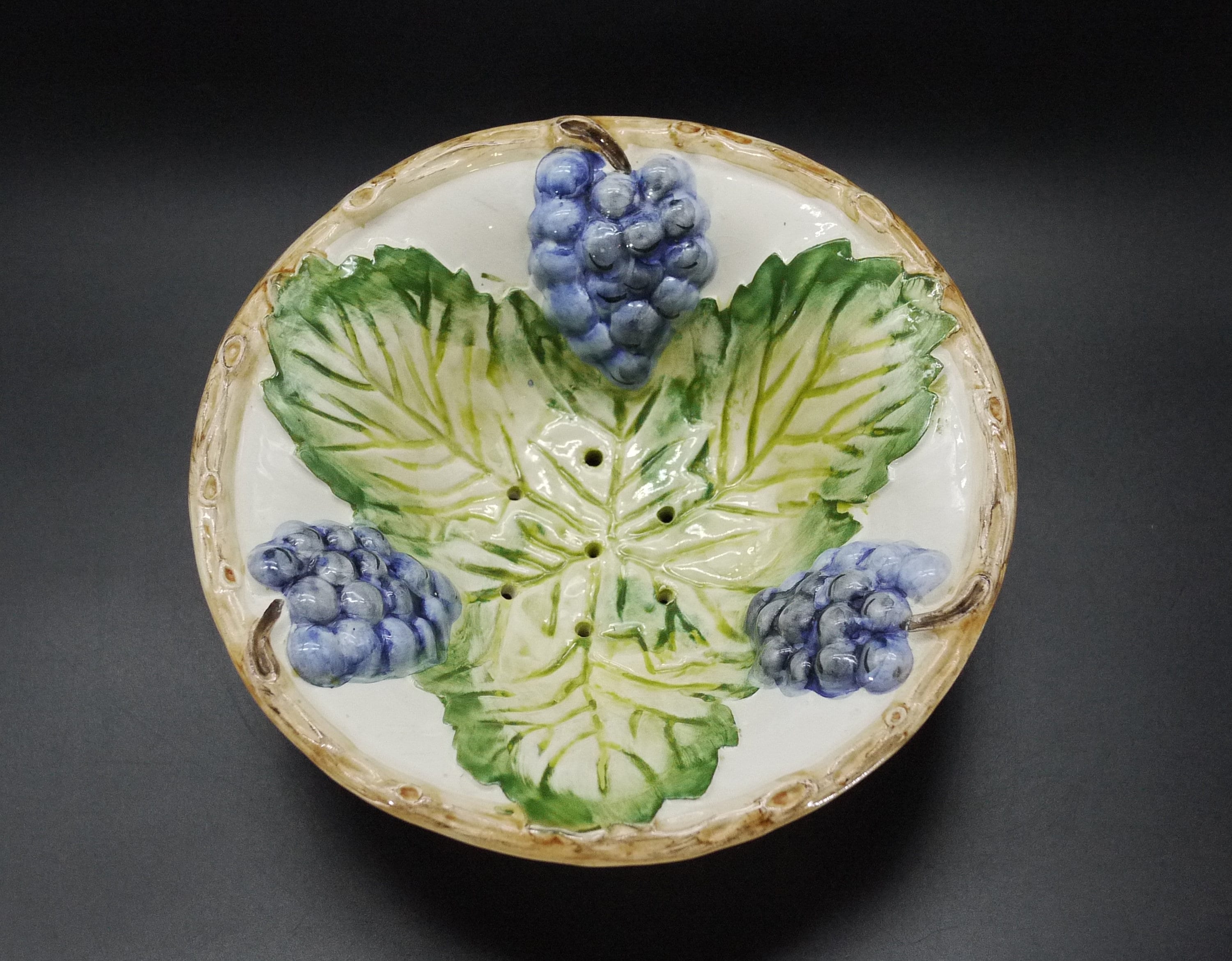 Majolica Grape Colander Fruit Bowl