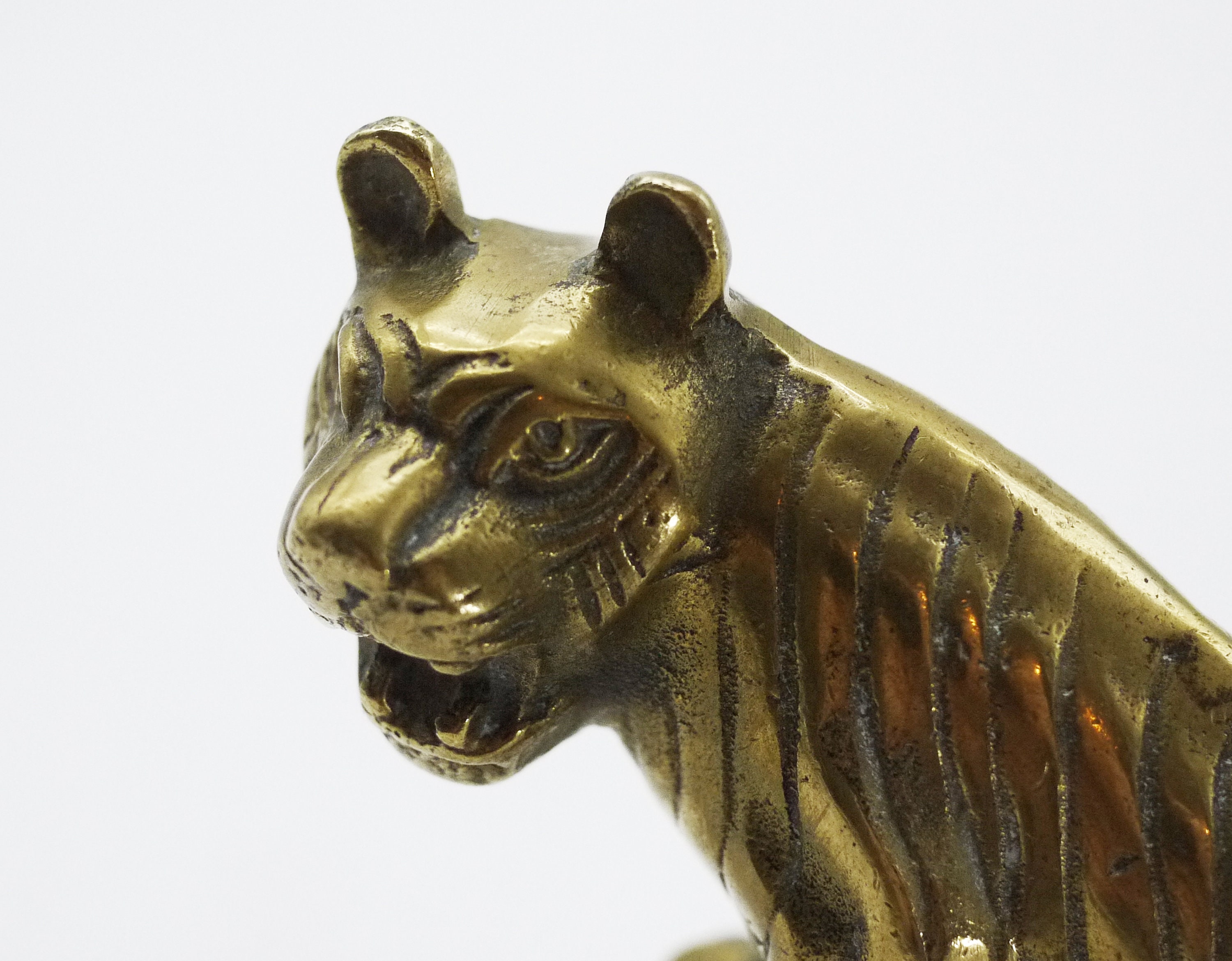 Solid Brass Tiger Figurine Sculpture, Paperweight