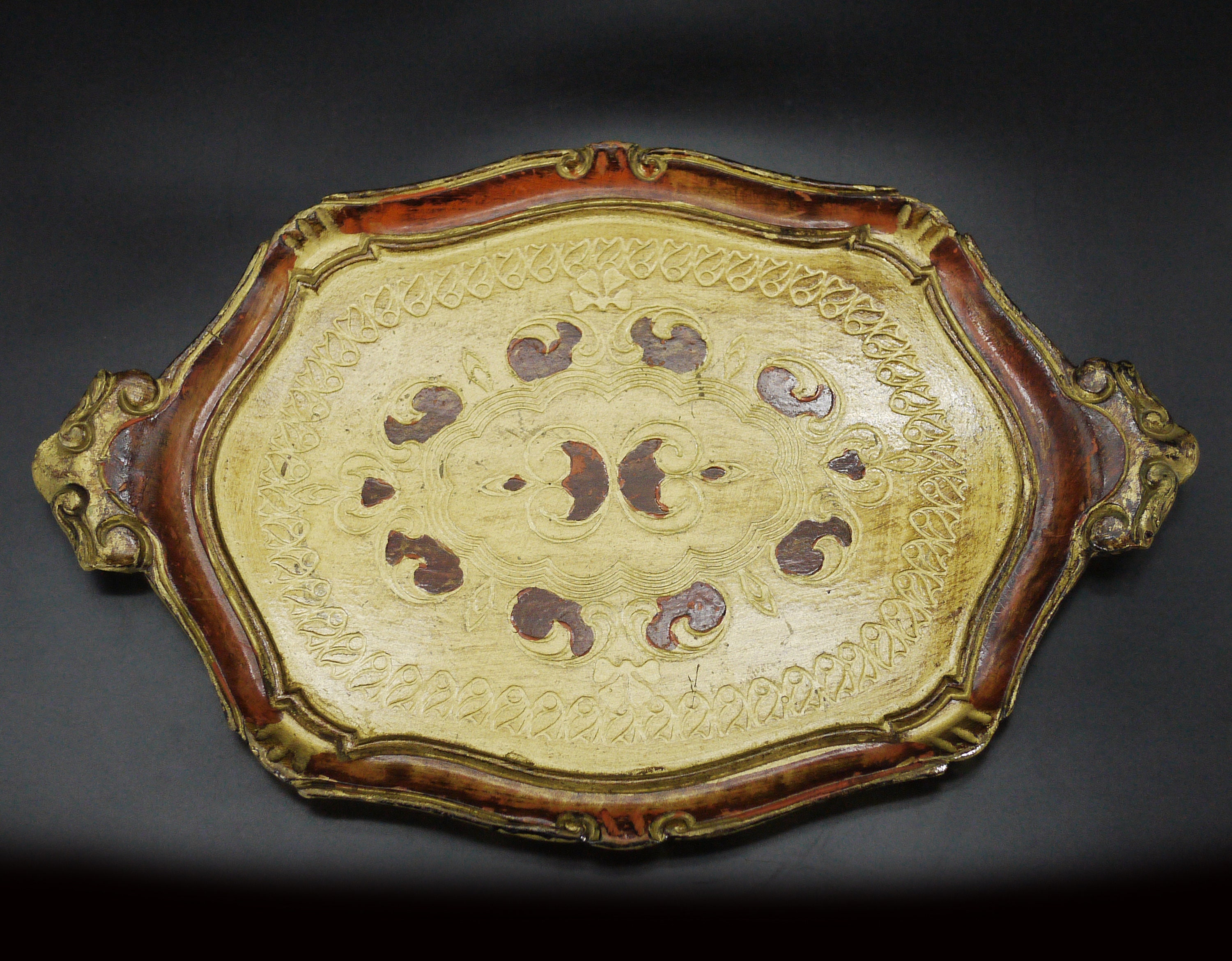 Italian Florentine Oval Giltwood Tray