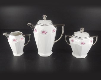 Vintage Limoges Porcelain Tea Coffee Set, S/3