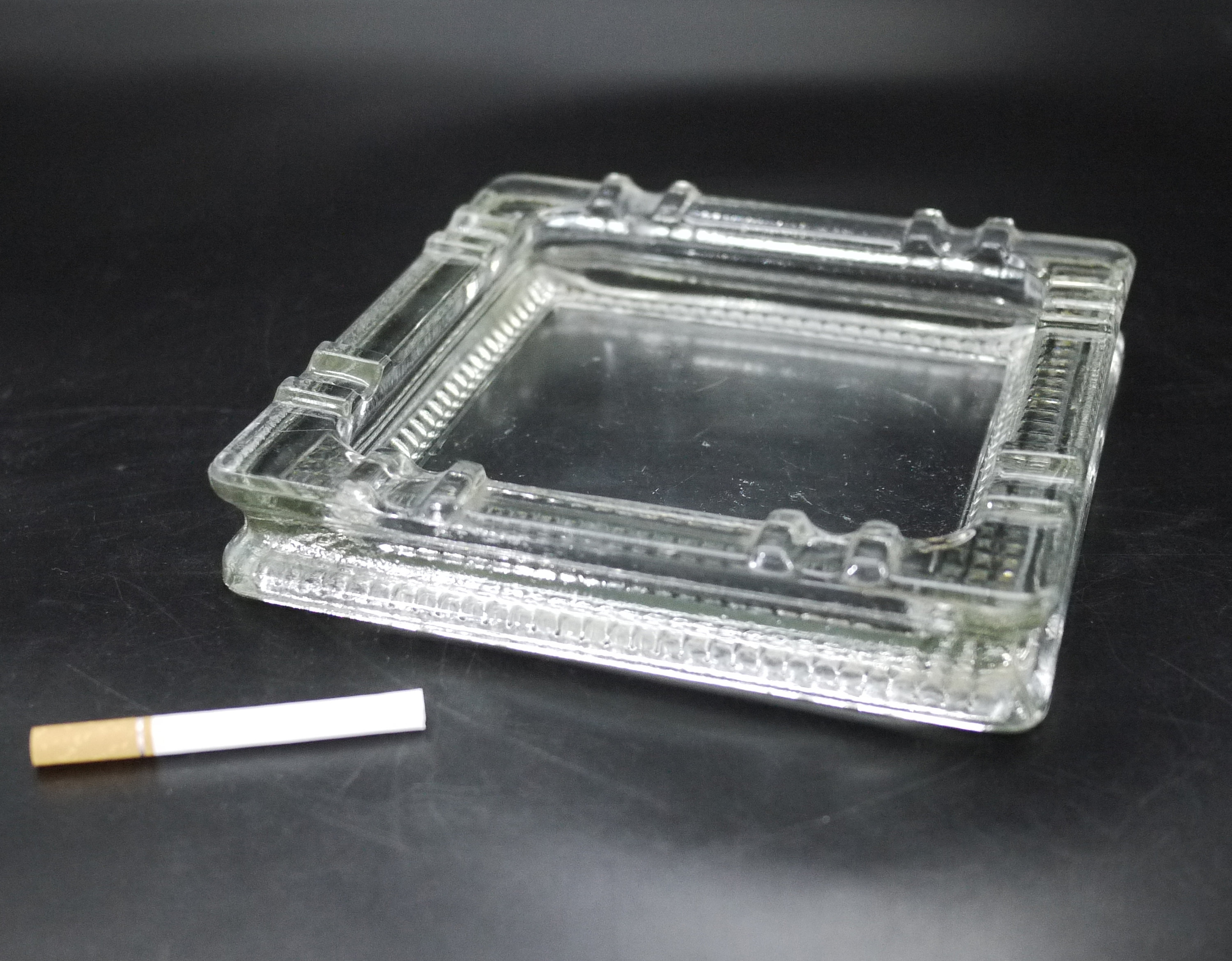 Large Square Heavy Glass Ashtray