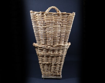 Vintage Wicker Grape Basket, Rustic French Harvest Basket