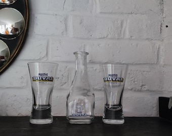 Vintage French Pastis Set, Glass Water Jug and Glasses DUVAL