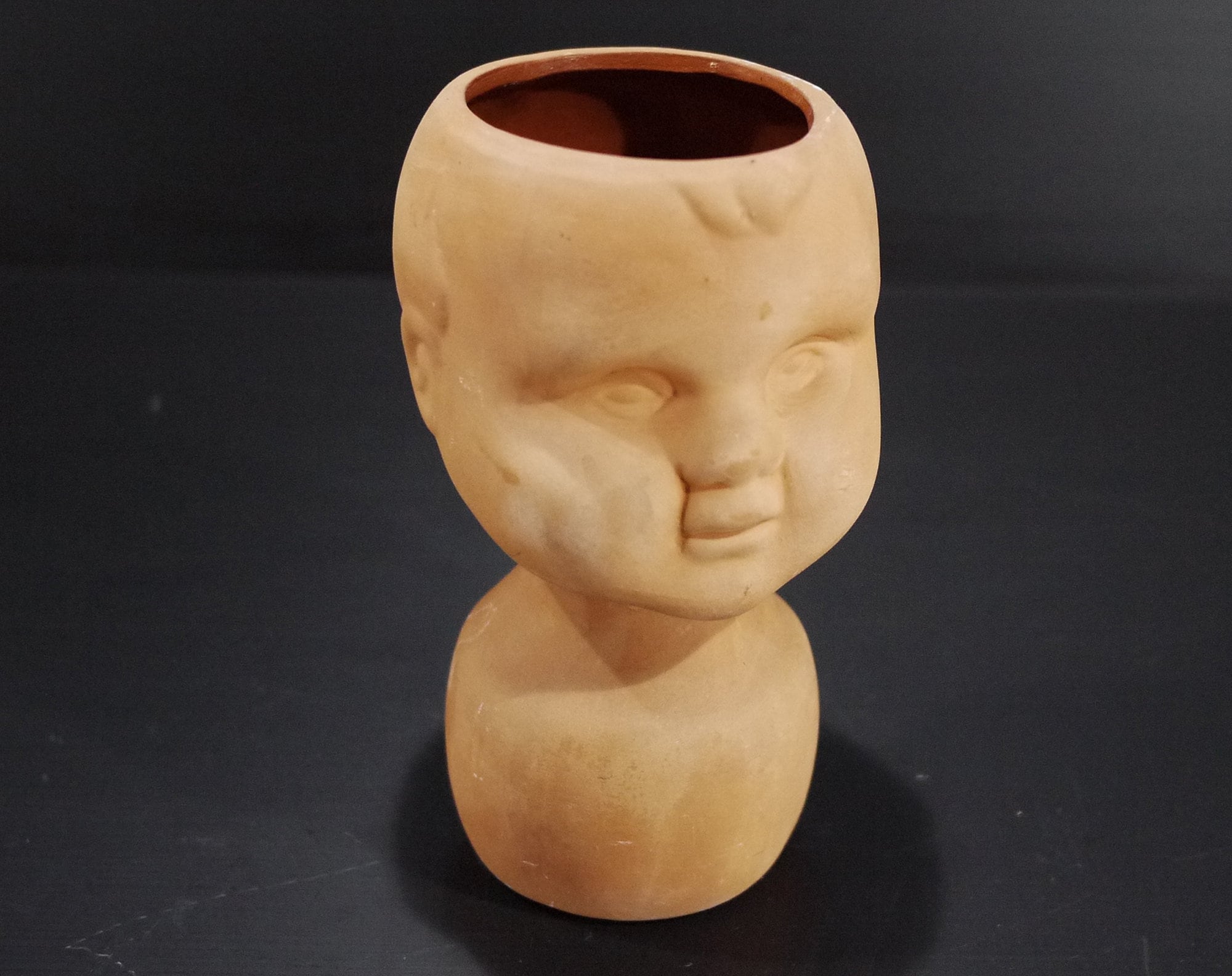 Vintage Doll Head Terracotta Planter