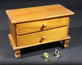 Small Vintage Cabinet Jewelry Box with Drawers Keepsake Box Cottagecore Decor