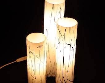 Vintage Herstal Mood Lamp Trio – 1980s Danish Glass Table Lamps