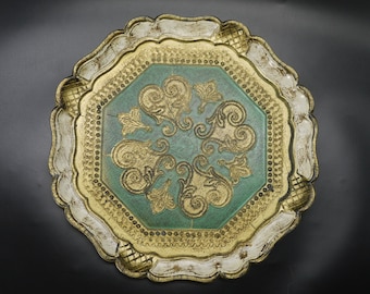 Green and Gold Italian Florentine Tray