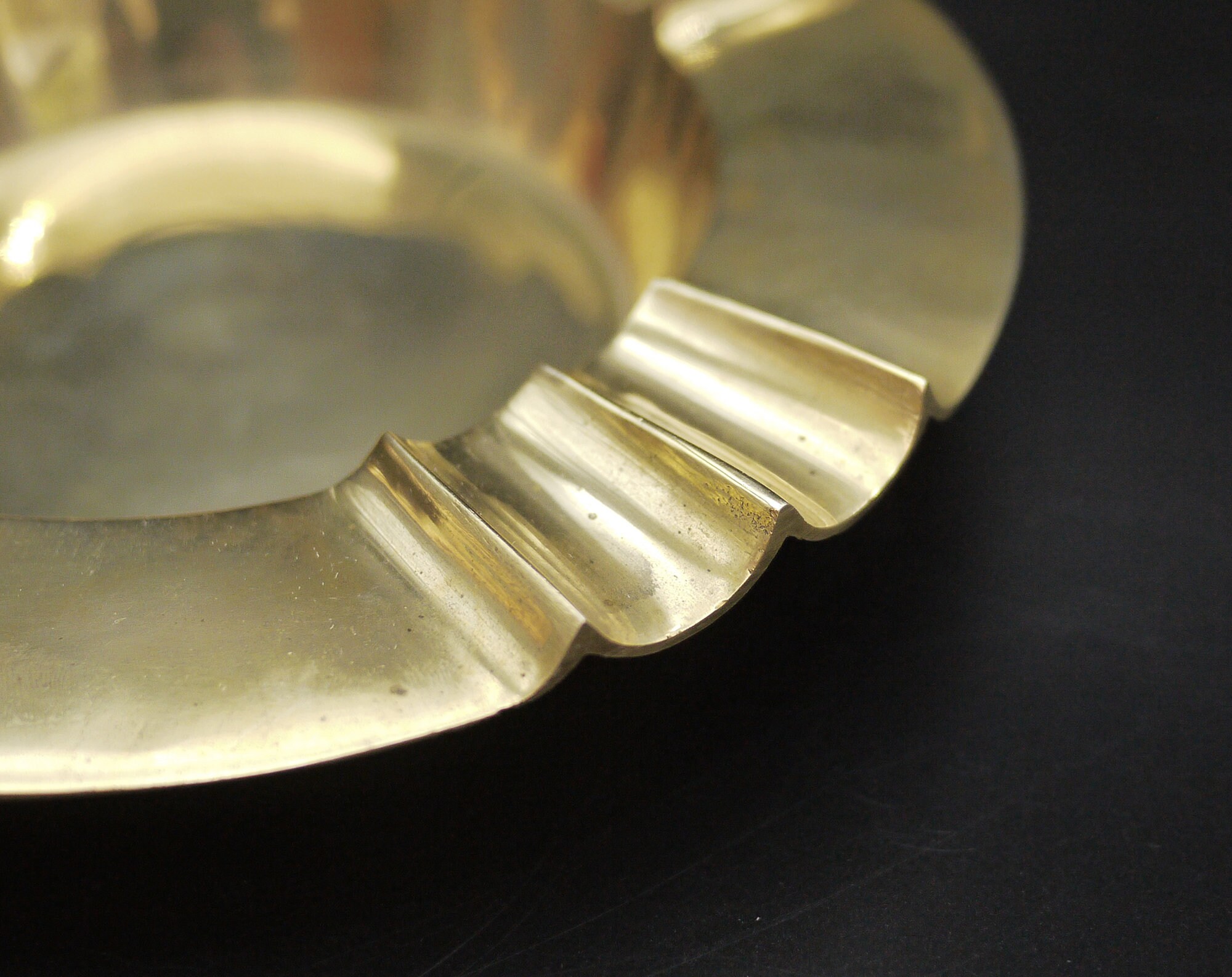 French Gold Brass Large Ashtray MCM