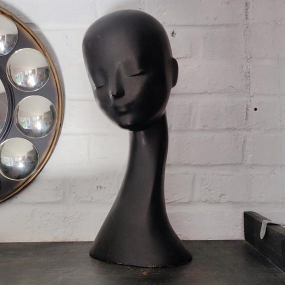 French Mannequin Head Bust in Black Resin, by Camaflex Paris 1950s