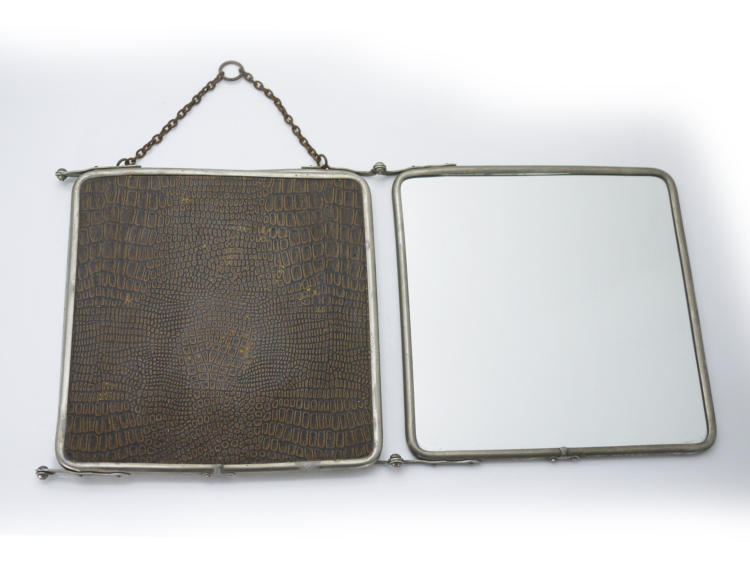 Antique French Folding Travel Mirror