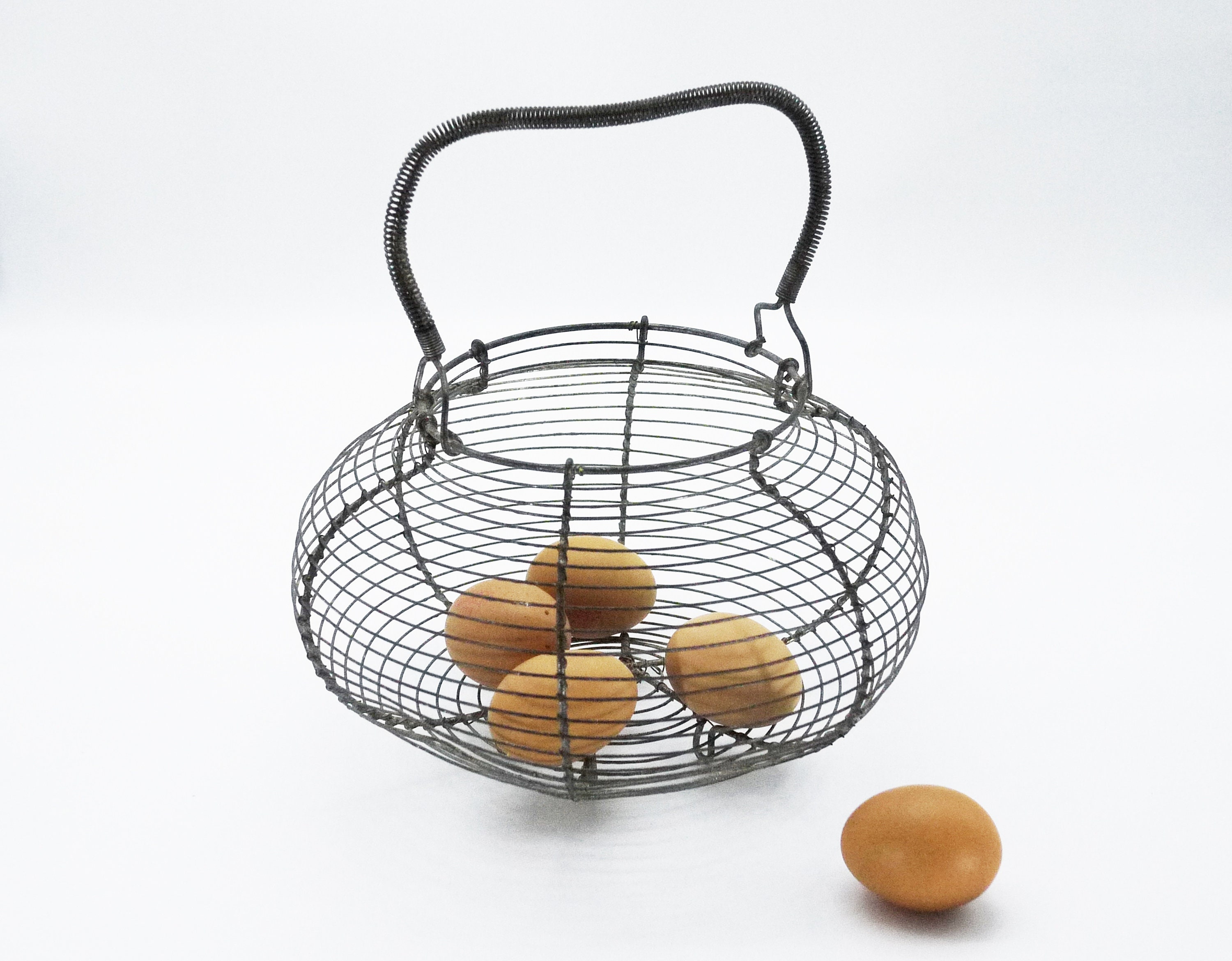 Antique French Wire Egg Gathering Basket