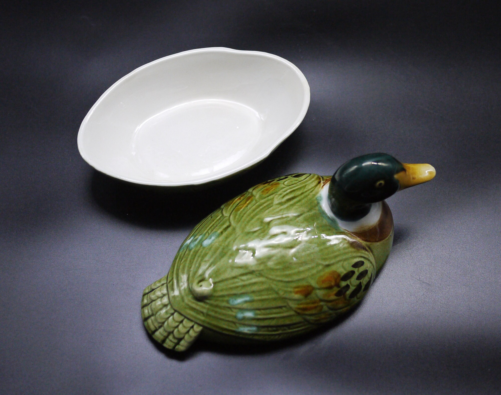 Majolica Duck Tureen by Michel Caugant