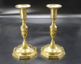 Couple Pair Brass Candle Holders, Antique French Candlesticks